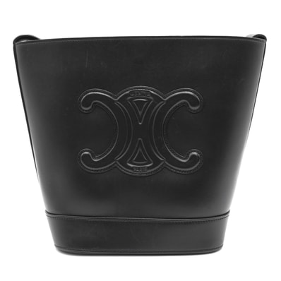CELINE(セリーヌ)スモール バケット キュイル トリオンフ ショルダーバッグ ブラック スムースカーフスキン レディース【中古】