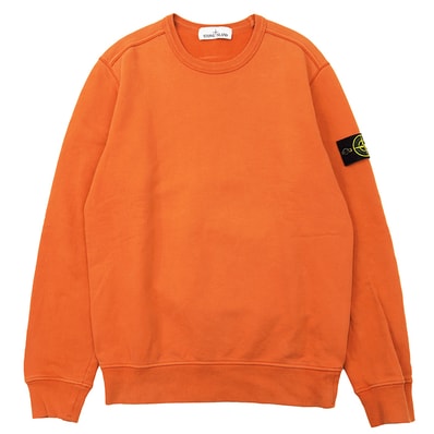 【美品】STONE ISLAND ストーンアイランド フェード スウェット サイズ M メンズ コンパス ロゴ ワッペン ヴィンテージライク コットン100% クルーネック ロングスリーブ 長袖 トレーナー トップス オレンジ 橙色