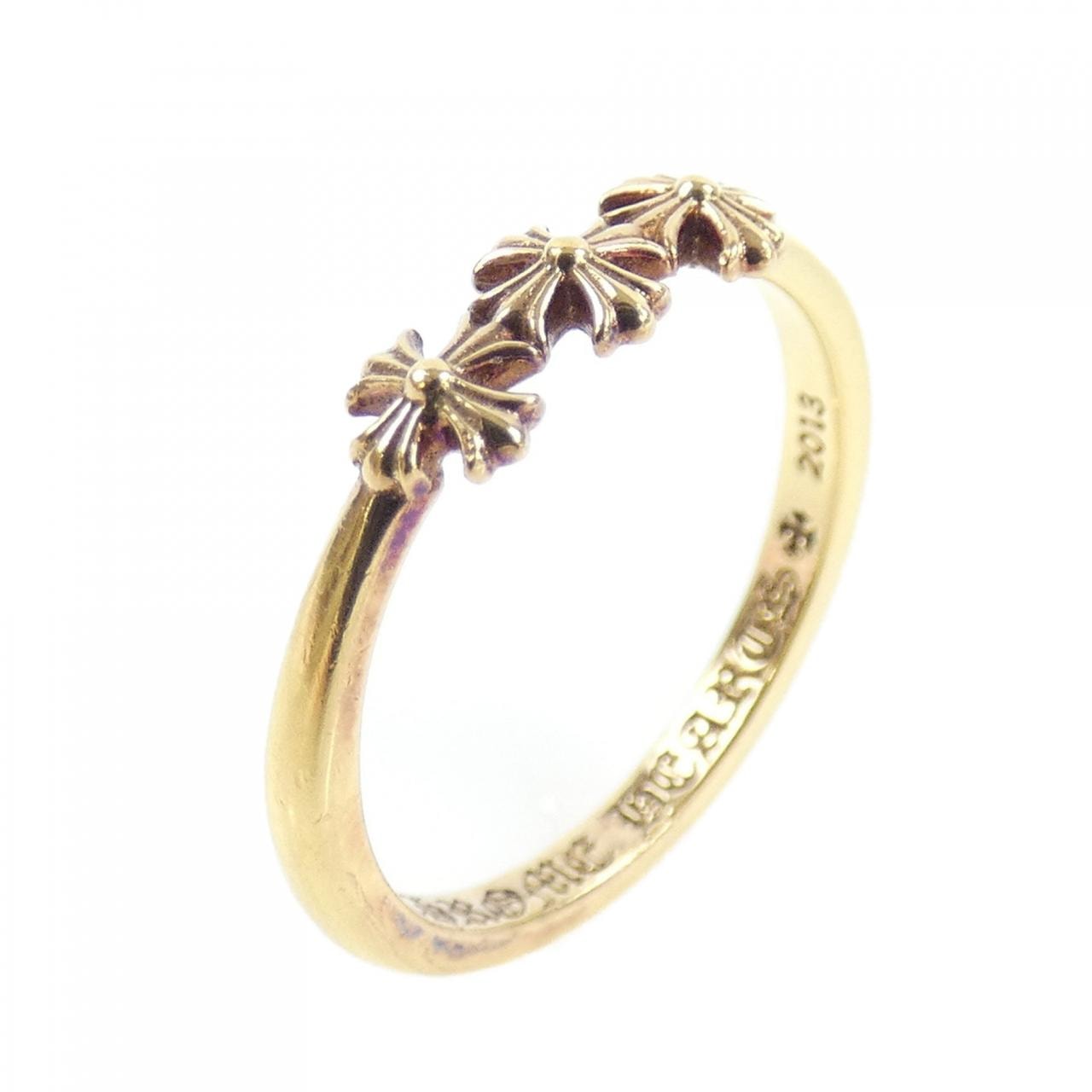 Chrome Hearts 22K Bubble Gum Ring W / 3 CH Plus 22K "Gold"