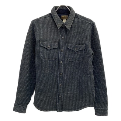 ダブルアールエル 782929520001 グレー コットン混紡 モールスキンカフス ウォッシュ加工 フリースジャガードワークシャツ XS