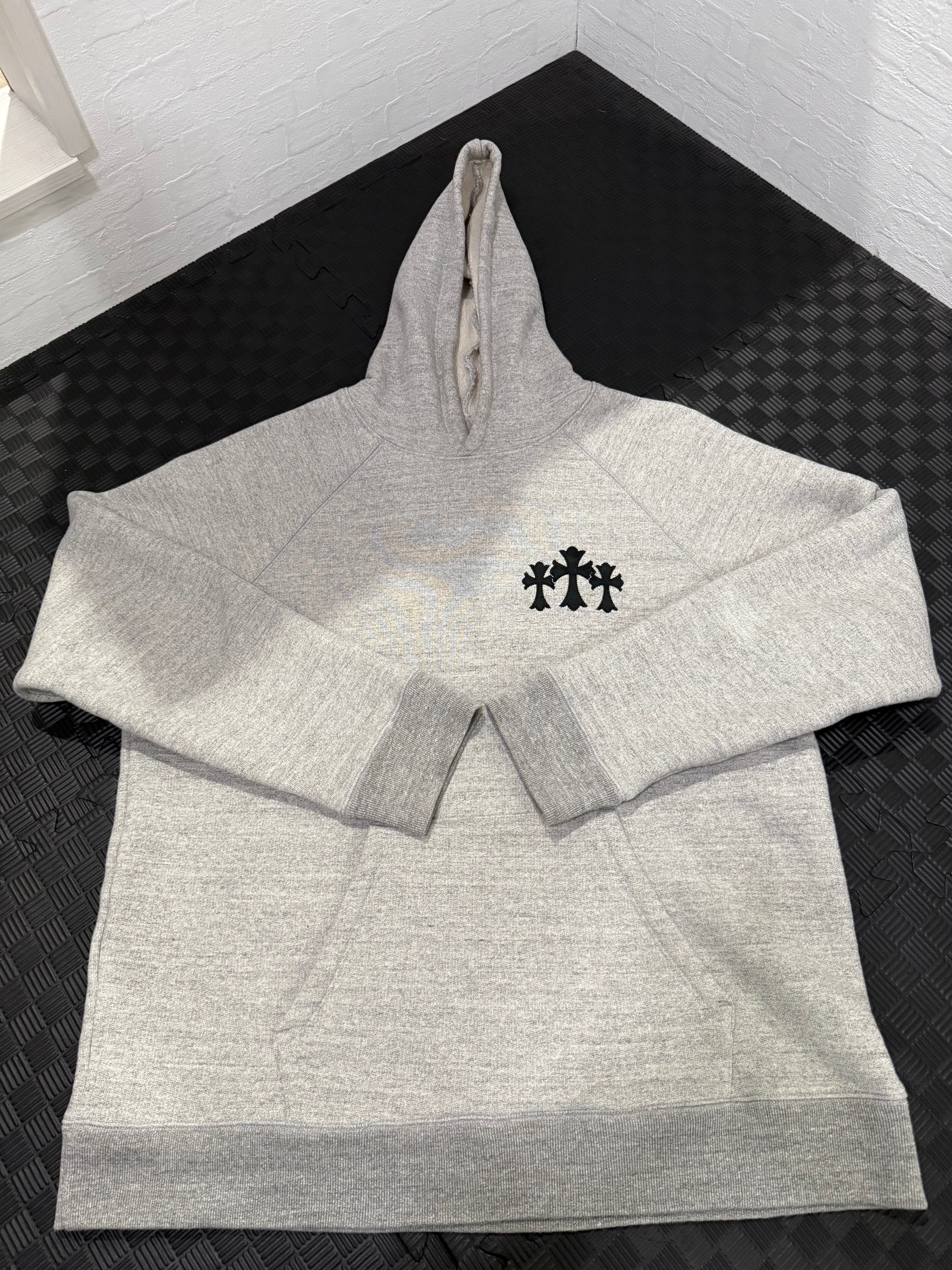 Chrome Hearts CH Logo Cemetery Cross Hoodie "Gray"