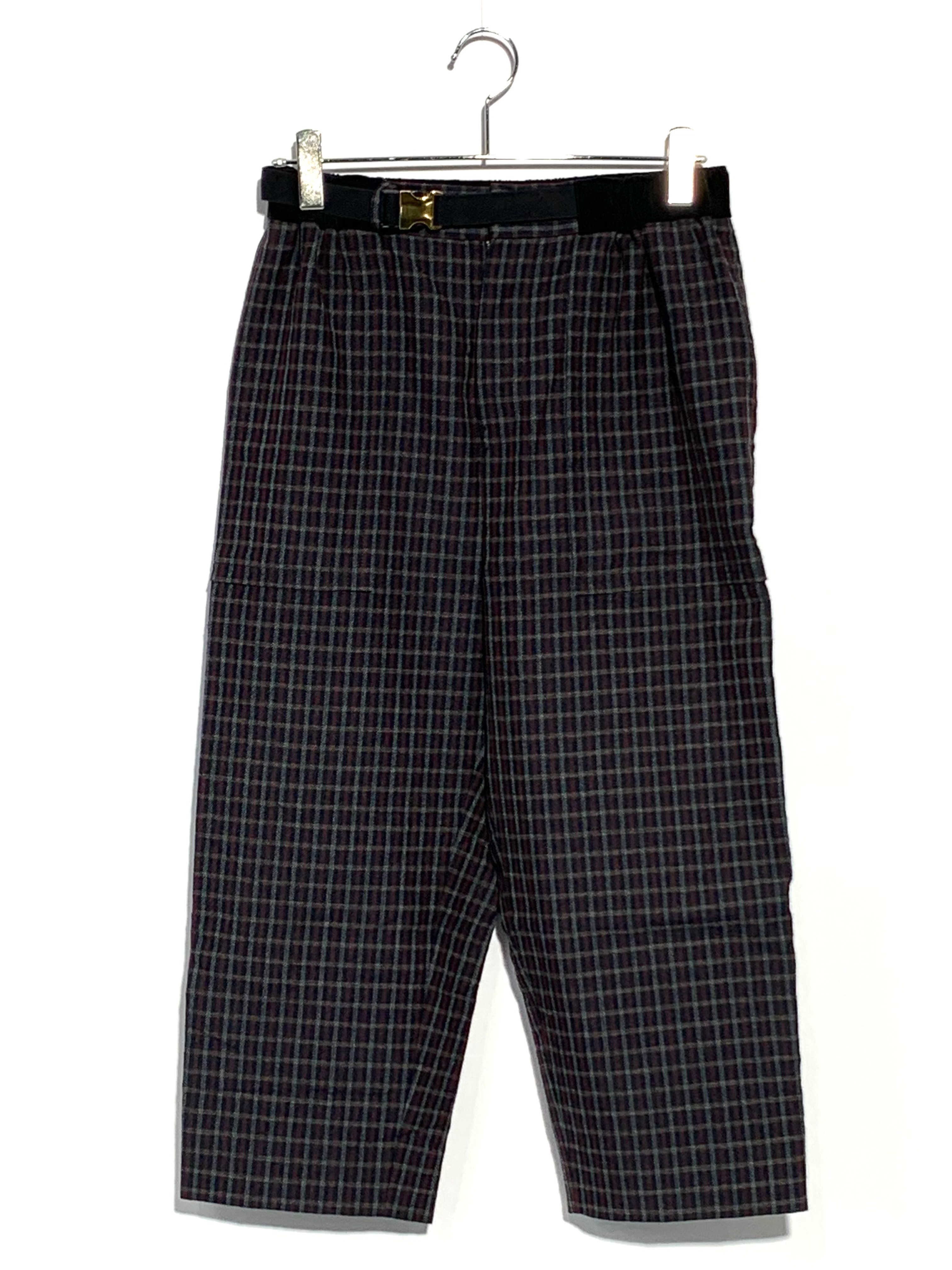 Sacai ガンクラブチェックベルテッドイージーパンツ ブラック