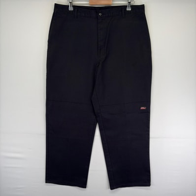 古着 ディッキーズ Dickies パンツ ダブルニー ジッパーフライ ワンポイントロゴ ツールポケット W38 L32 ブラック系 メンズ