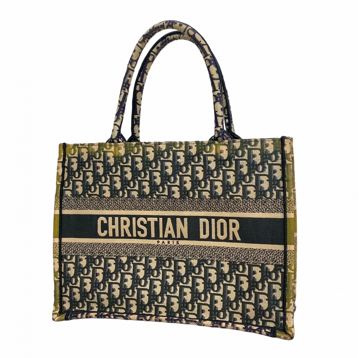 ★SALE【6da0109】クリスチャンディオール トートバッグ オブリーク ブックトート キャンバス ネイビー【中古】レディース