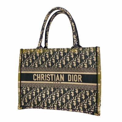 ★SALE【6da0109】クリスチャンディオール トートバッグ オブリーク ブックトート キャンバス ネイビー【中古】レディース