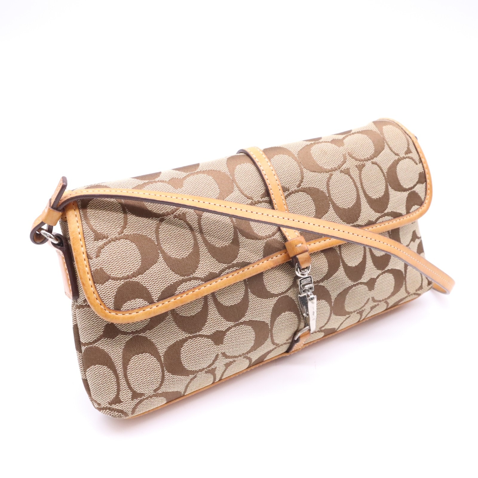 COACH コーチ シグネチャー ワンショルダー 6348 ショルダーバッグ ブラウン ベージュ シルバー レザー シグネチャー レディース