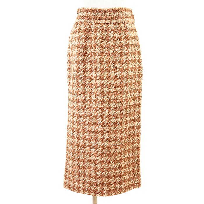 美品 ミュウ ミュウ 2018年 ツイード ロング スカート レディース ブラウン ベージュ 40 Miu Miu