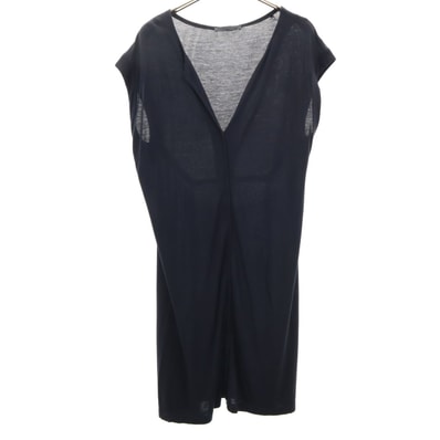 JIL SANDER ジルサンダー イタリア製 ノースリーブ スキッパーカラー ワンピース 32 ネイビー