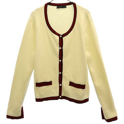 ZARA KNIT ザラニット 長袖 ニットカーディガン L ホワイト系