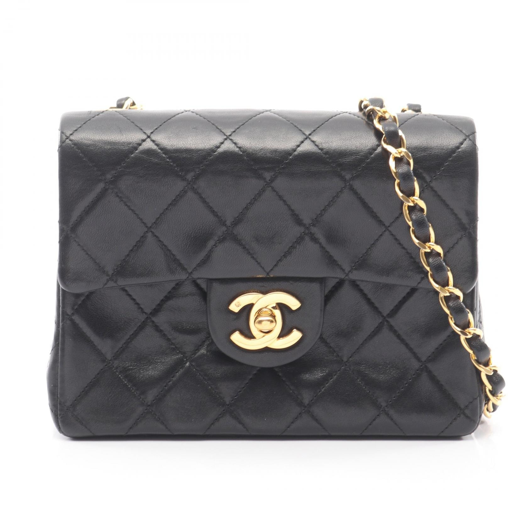 シャネル CHANEL ミニマトラッセ ショルダーバッグ バッグ ラムスキン(羊革) レディース ブラック系 【中古】