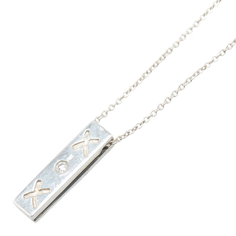 ティファニー キス バー 1Pダイヤ ネックレス SV925 シルバー レディース TIFFANY&Co. 【中古】