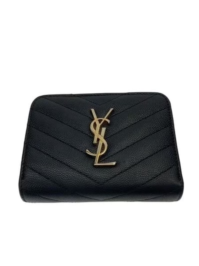 Saint Laurent YSL Monogram Compact Zip Around Wallet "Black"