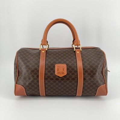 CELINE(セリーヌ) マカダム PVCコーティングキャンバス×レザー ヴィンテージ ミニボストンバッグ ブラウン