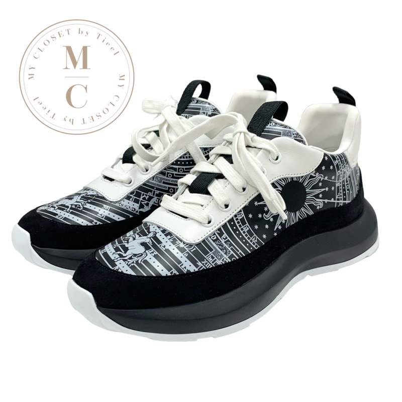 エルメス HERMES グラム スニーカー 靴 シューズ レザー スエード ブラック ホワイト バンダナ柄