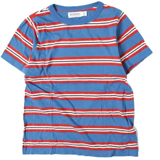 BEAMS BOY ビームスボーイ 日本製 マルチボーダークルーネックショートスリーブTシャツ 13-04-0553-654 ONE SIZE BLUE 半袖 トップス g13802