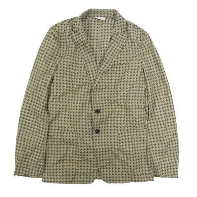 DRIES VAN NOTEN ドリスヴァンノッテン ジャケット 千鳥総柄 ポリエステル 2B テーラードジャケット カーキ系 44【中古】