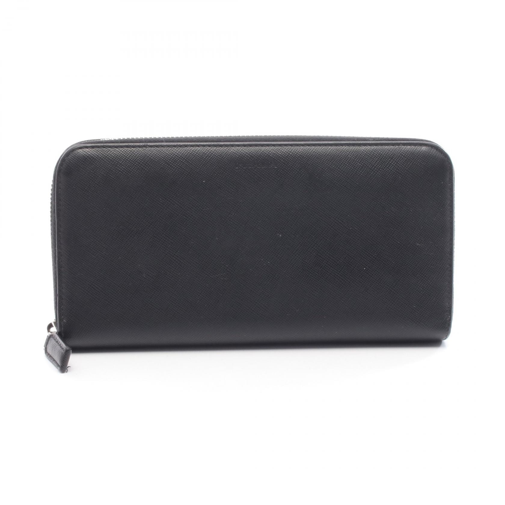 プラダ PRADA SAFFIANO ラウンド長財布 財布 サフィアーノレザー レディース ブラック系 2M1317 【中古】
