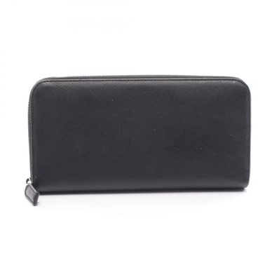 プラダ PRADA SAFFIANO ラウンド長財布 財布 サフィアーノレザー レディース ブラック系 2M1317 【中古】