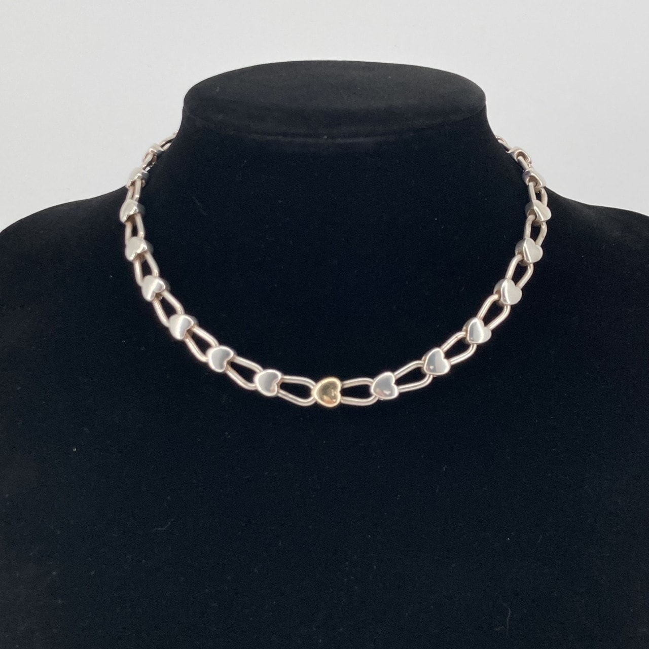 TIFFANY&Co.(ティファニー) ハートロックチェーン コンビネーション Ag925/Au750 ネックレス 59.95g シルバー×イエローゴールド