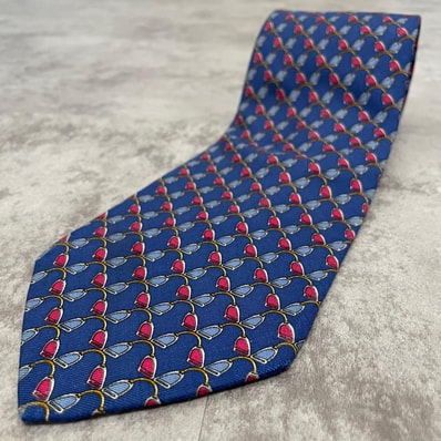 【Brooks Brothers】ブルックスブラザーズ 鐙 アブミ スティラップ 馬具柄 小紋柄 ネクタイ ブルー ピンク シルク100% アメリカ製 メンズ