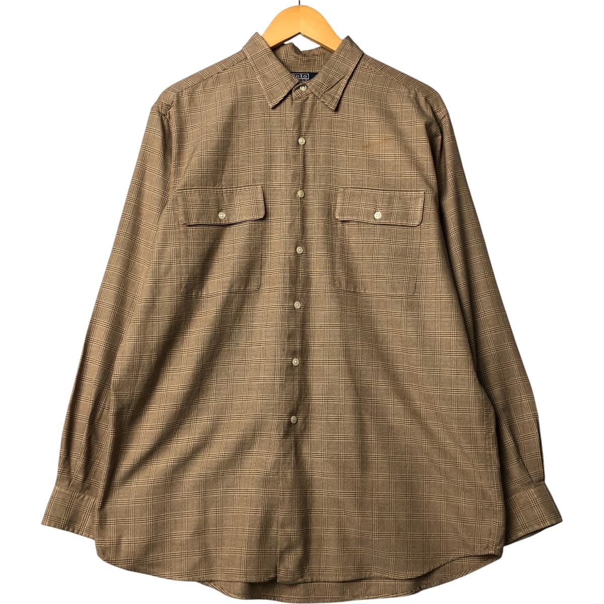 古着 ラルフローレン Ralph Lauren POLO by Ralph Lauren BENFORD チェック柄 グレンチェック 長袖 コットン×シルクシャツ メンズL相当/eaa578250