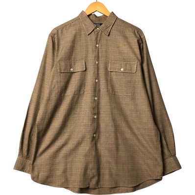 古着 ラルフローレン Ralph Lauren POLO by Ralph Lauren BENFORD チェック柄 グレンチェック 長袖 コットン×シルクシャツ メンズL相当/eaa578250