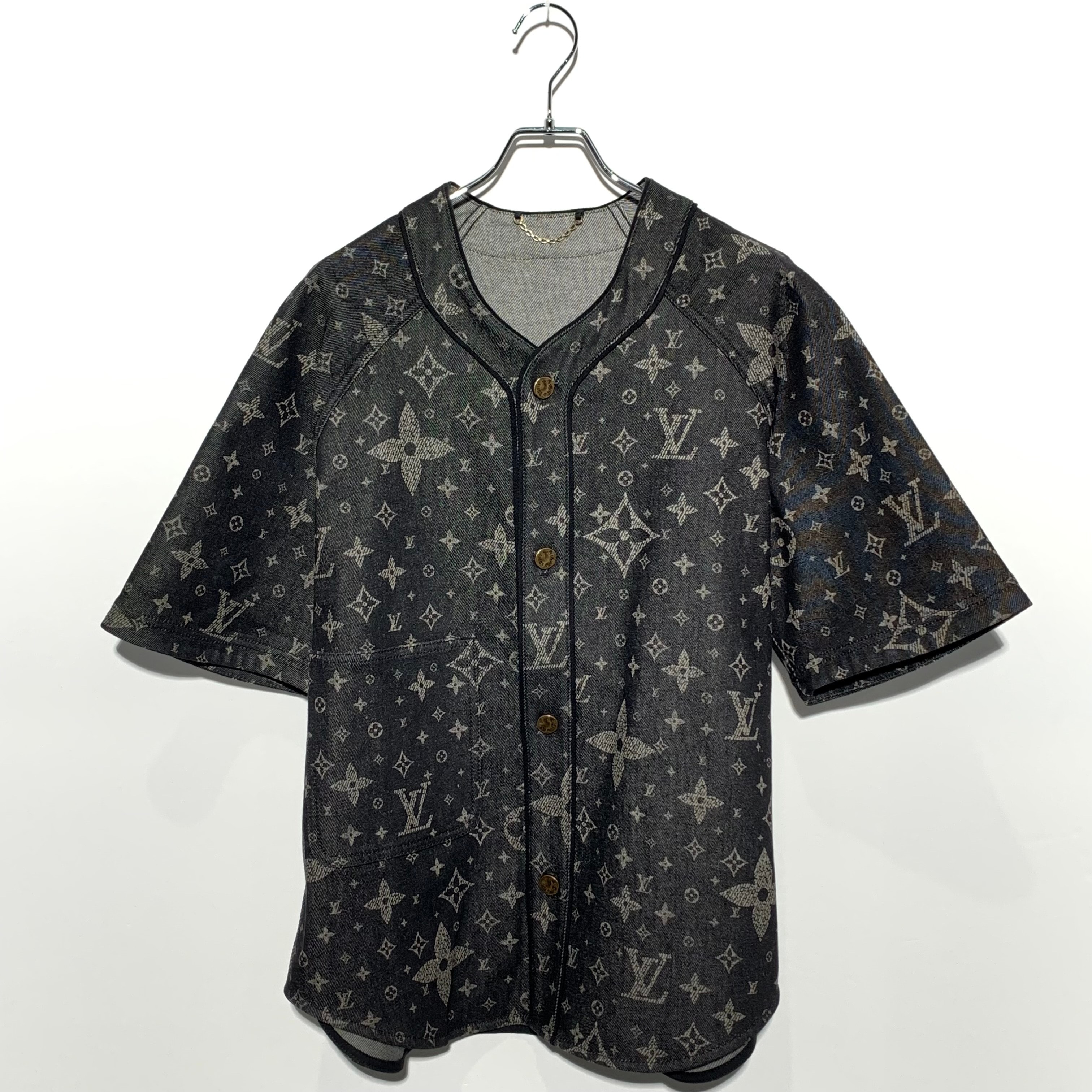 Louis Vuitton Leaf Denim Baseball Shirt Monogram Black