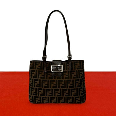 FENDI フェンディ ズッカ FF 柄 キャンバス レザー トートバッグ ブラウン
25269
