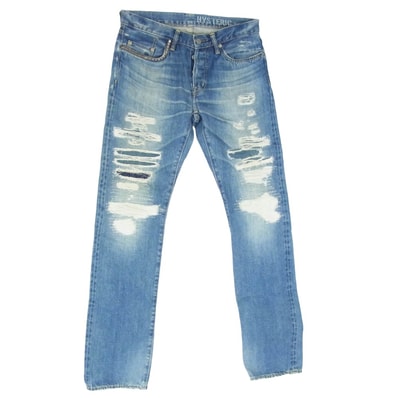 HYSTERIC GLAMOUR ヒステリックグラマー 0241AP11 HCR加工 リペア加工 スタッズ ストレート デニム パンツ インディゴブルー系 30【中古】