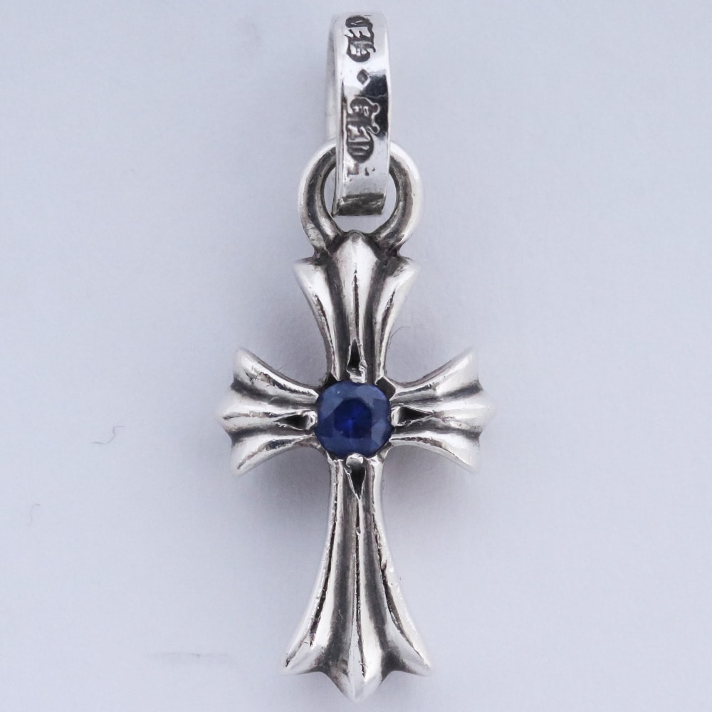 Chrome Hearts Baby Fat Cross Charm Sapphire "Silver"