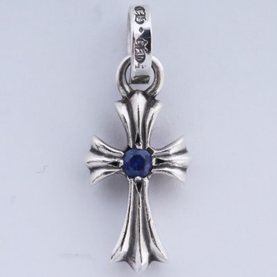 Chrome Hearts Baby Fat Cross Charm Sapphire "Silver"