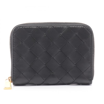 ボッテガヴェネタ BOTTEGA VENETA イントレチャート コインケース 財布 レザー メンズ レディース ブラック系 600874 VCPP2 【中古】