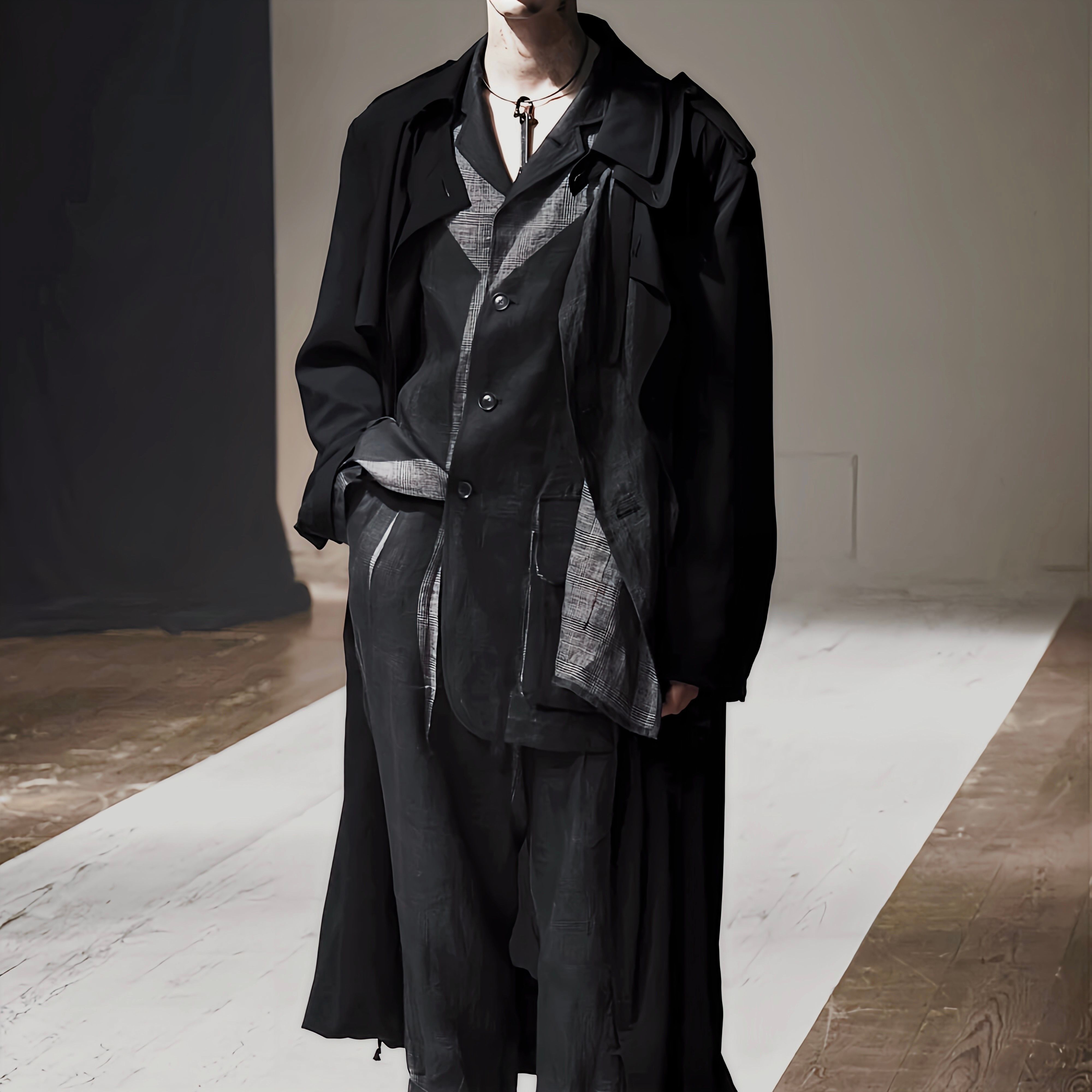 【22SS】ヨウジヤマモトプールオム リネン チェックローラープリントジャケット