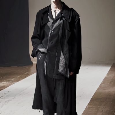 【22SS】ヨウジヤマモトプールオム リネン チェックローラープリントジャケット