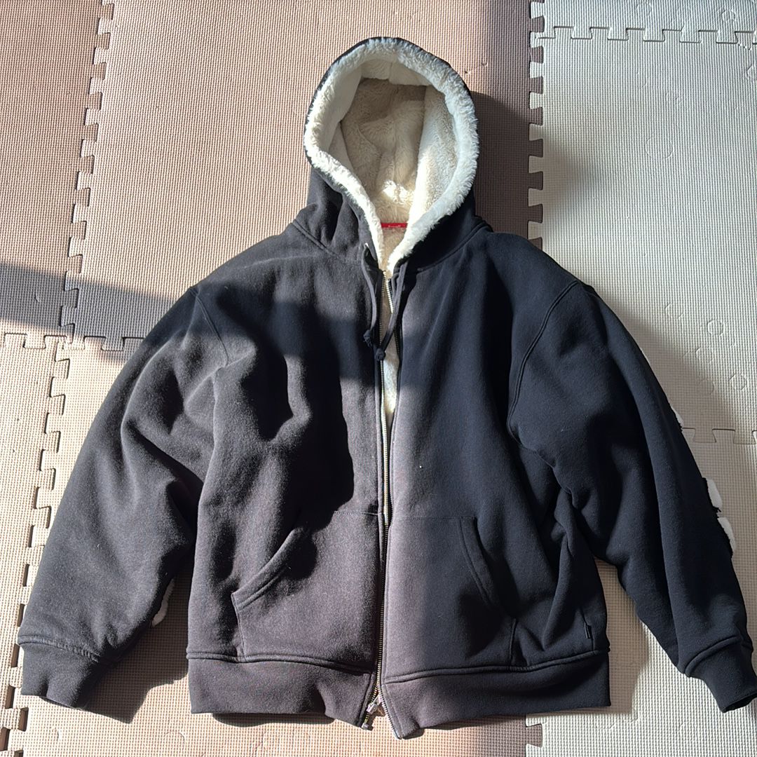 Supreme Faux Fur Lined Zip Up Hooded Sweatshirt "Black"