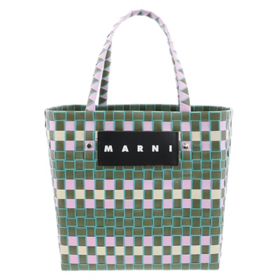 MARNI マルニ フラワーカフェ バスケット トートバッグ ピンク グリーン レディース【中古】
