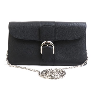 デルヴォー DELVAUX チェーンウォレット ブリヨン ロングチェーンウォレット レザー ブラック シルバー レディース AB0476AAU099ZPA【中古】 90057a