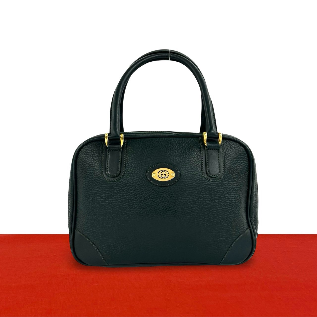 GUCCI グッチ GG ロゴ金具 レザー ハンドバッグ グリーン
83-10