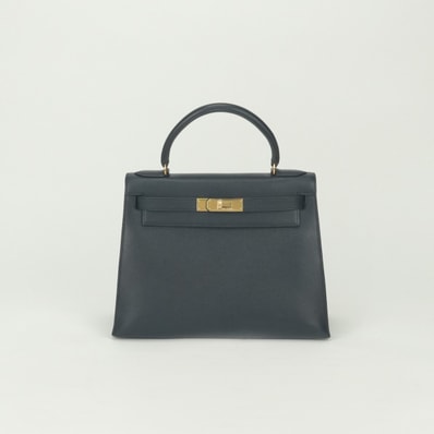 エルメス HERMES ケリー28 ケリー 28 バッグ トートバッグ ショルダーバッグ クシュベル ブルーインディゴ Blue Indigo ネイビー Navy 紺 ゴールド金具 2Way ハンドバッグ 外縫い