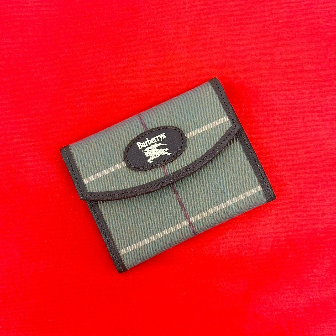 BURBERRY バーバリー シャドーホース ロゴ ノバチェック 柄 キャンバス レザー コインケース カーキ
 97847