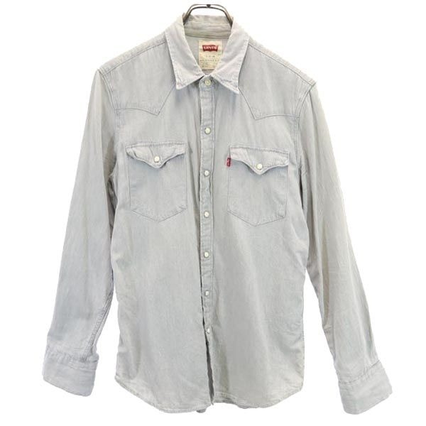 Levi's リーバイス 長袖 シャンブレー ウエスタンシャツ S グレーブルー