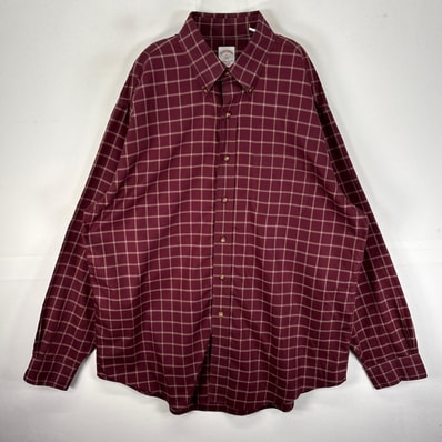 古着 ブルックスブラザーズ Brooks Brothers 長袖シャツ ボタンダウン 胸ポケット L レッド系 チェック メンズ