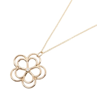 ティファニー TIFFANY&CO オープンフラワー 1PD ネックレス ネックレス ジュエリー K18PG(ピンクゴールド) ダイヤモンド レディース ゴールド系 / クリア系 【中古】