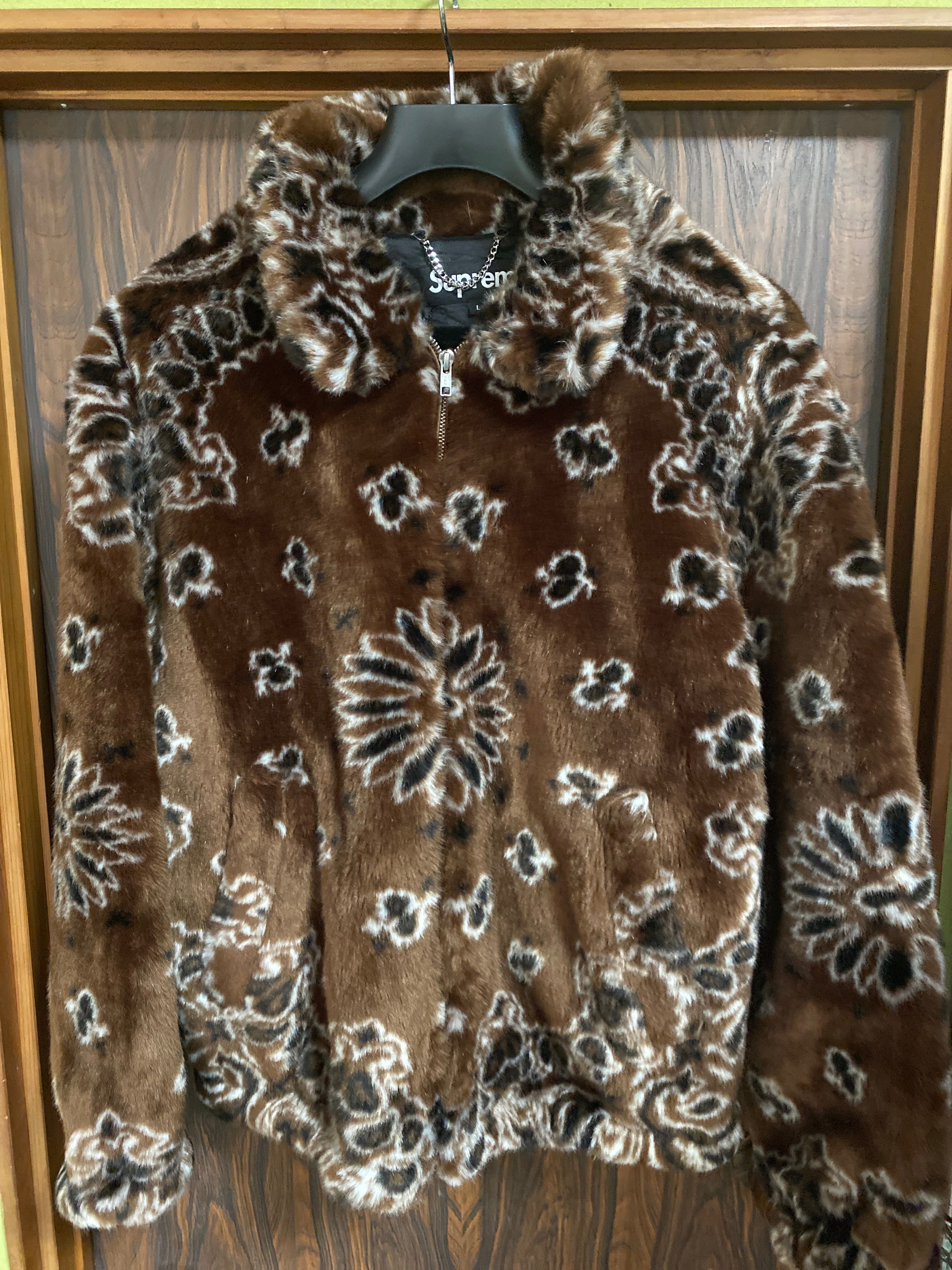Supreme Bandana Faux Fur Bomber Jacket "Brown"