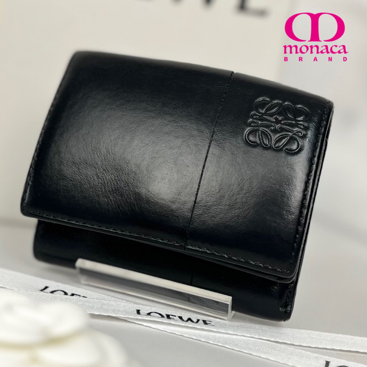 超極美品 LOEWE トライフォールド ウォレット 三つ折り財布