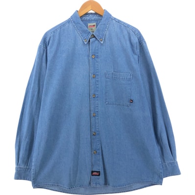 古着 ディッキーズ Dickies 長袖 ボタンダウンデニムシャツ メンズXL相当/eaa565338