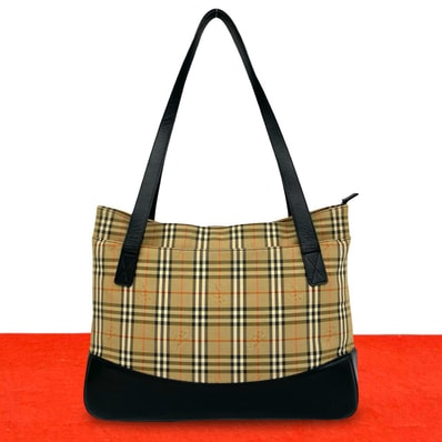 BURBERRY バーバリー ノバチェック 柄 キャンバス レザー トートバッグ ベージュ
69589