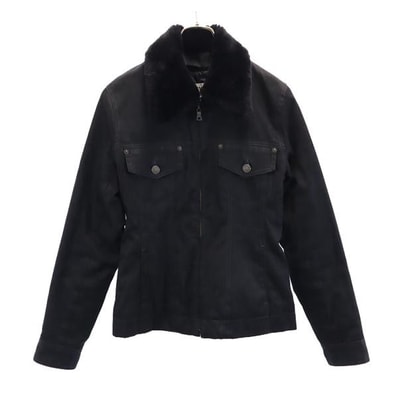 ARMANI EXCHANGE アルマーニエクスチェンジ 90s ファー襟付き オールド ジップジャケット S ダークグレー 裏キルティング素材