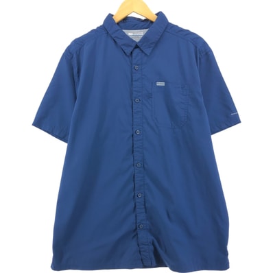 古着 コロンビア Columbia PFG OMNI-SHADE リップストップ 半袖 フィッシングシャツ ボックスシャツ メンズXL相当/eaa554599