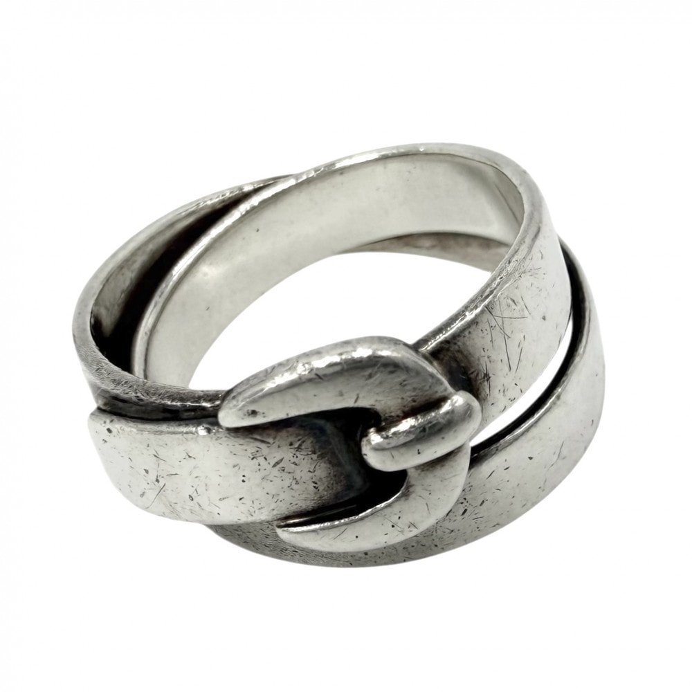 HERMES エルメス 指輪 ダブルトゥルーリング ベルト アクセサリー ジュエリー 小物 53サイズ シルバー925 約12号 ユニセックス 約6.9g【中古品】